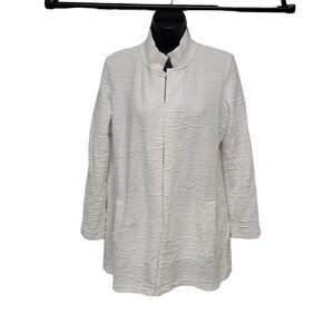 🤍 Johnston & Murphy Women's Open~Front Textured Cardigan White Jacket Size M